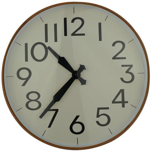 Casey Wall Clock-Woodgrain Outer Rim With Brown Background