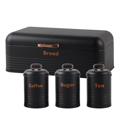 Totally 4 Piece Retro Breadbin And Canister Tin Set Combo