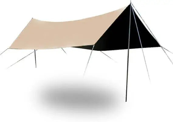 2 Pole Waterproof Camping Tarp and Sun Shelter Canopy Beach Tent