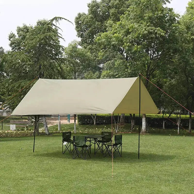 2 Pole Waterproof Camping Tarp and Sun Shelter Canopy Beach Tent