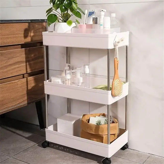 3 Layers Bathroom / Kitchen Organizer Rolling Trolley Rack