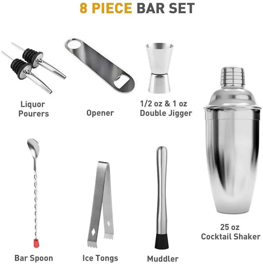 8 Piece Cocktail Shaker Set for Mixing Drinks