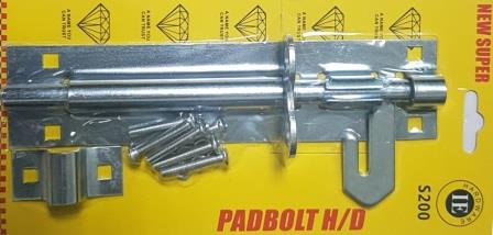 Noble Lockable Pad Bolt 200mm Zinc Plated latch