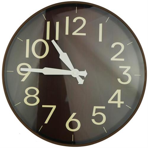 Casey Wall Clock-Woodgrain Outer Rim With Brown Background