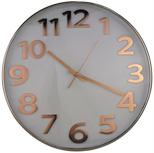 Casey Wall Clock - Round Rose Gold Outer Rim With White Background
