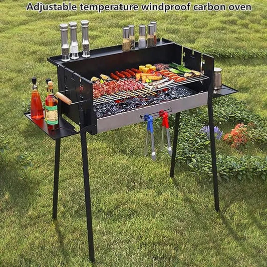 Grill BBQ with Adjustable Folding Storage Shelf