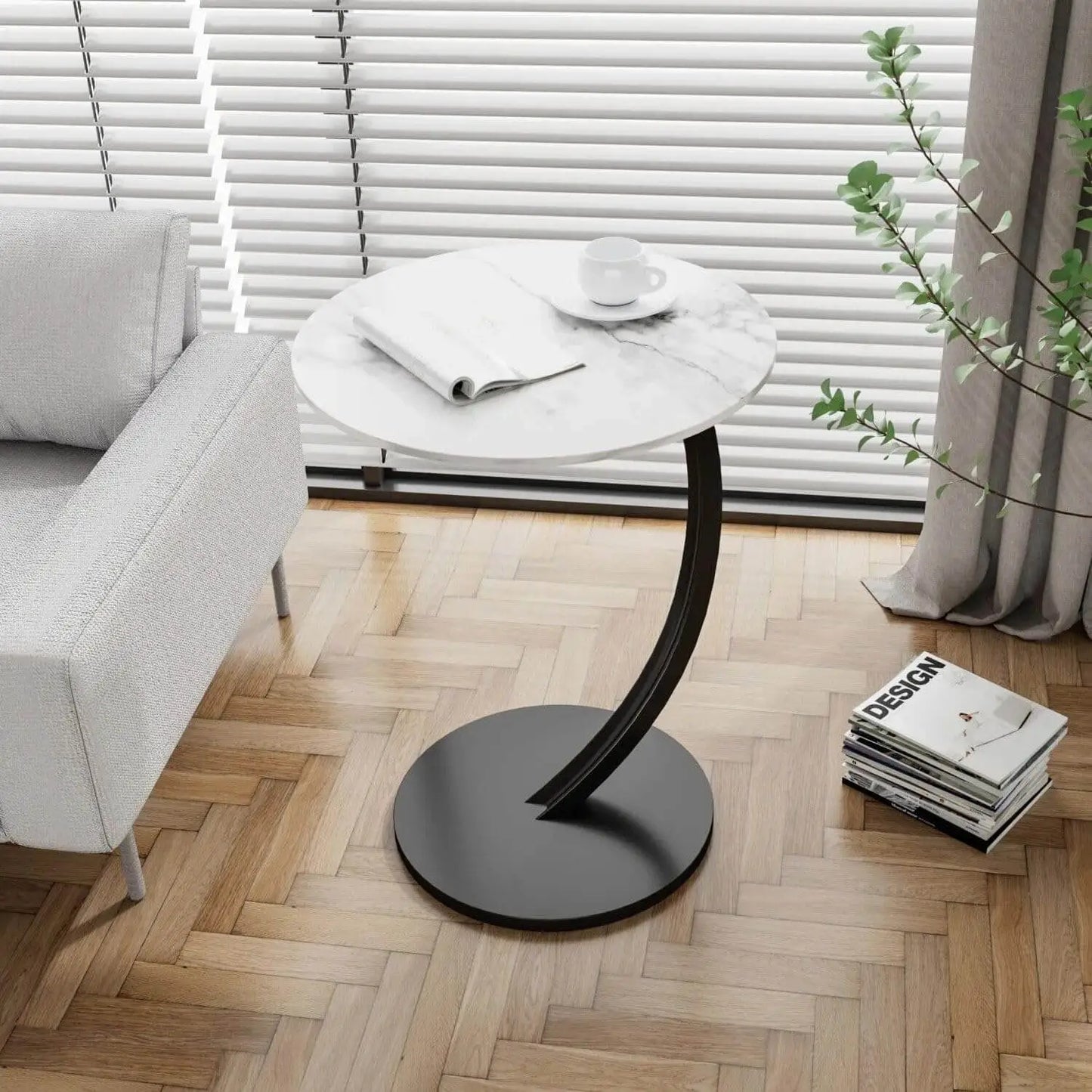 Wooden C-Shape Frame Coffee Table